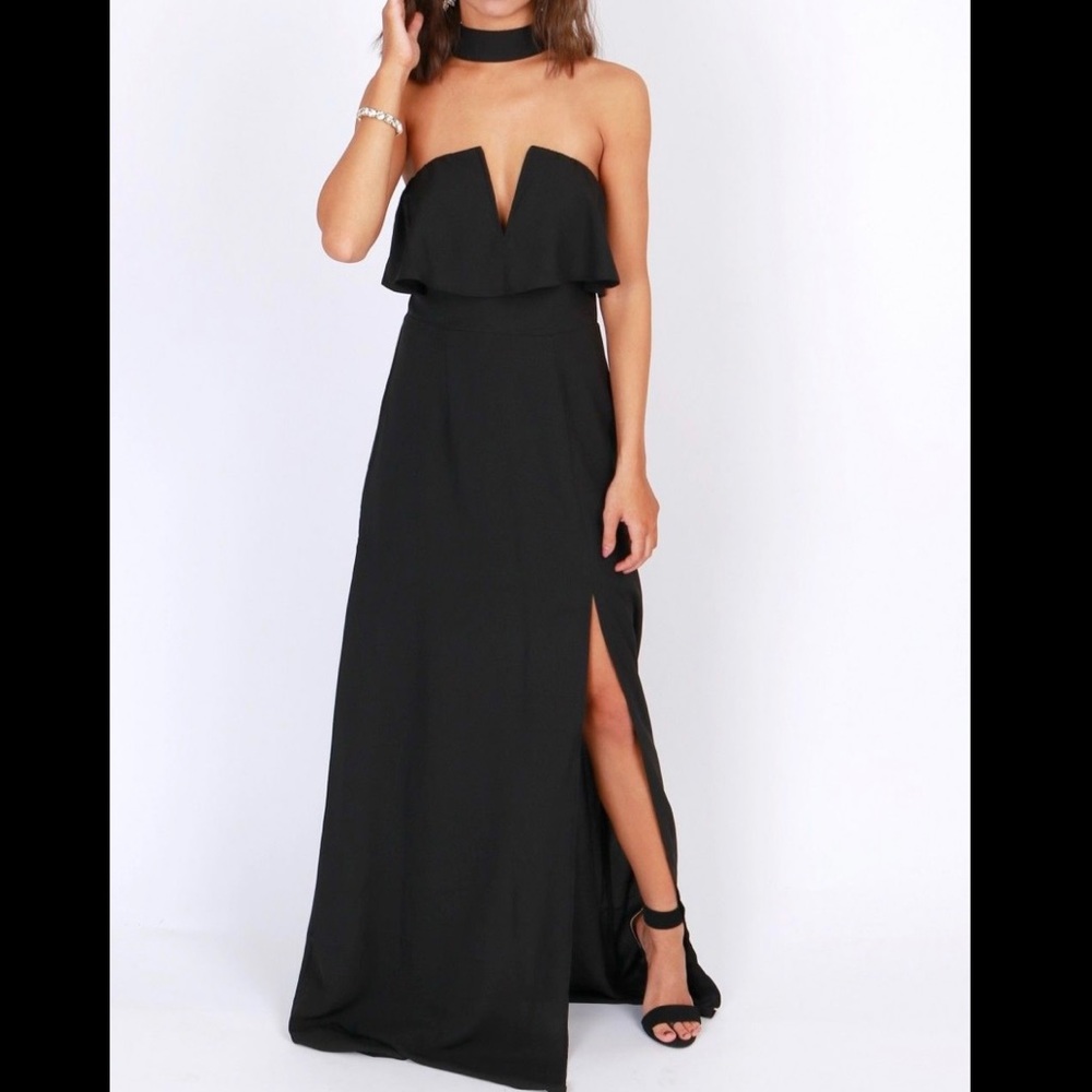Elegant Black Floor Length Gown Dress